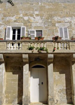 Medieval facade of house in the old city of Mdina, Malta