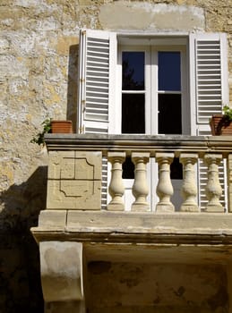 Medieval facade of house in the old city of Mdina, Malta