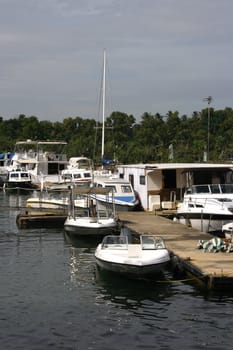Boats at Jetty in a tropical country.