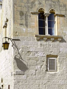 Medieval facade of house in the old city of Mdina, Malta