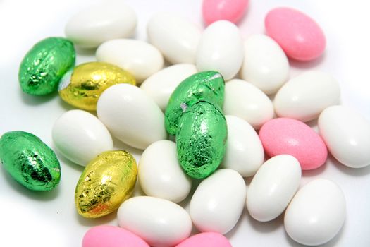 easter sugar almonds and chocolate eggs