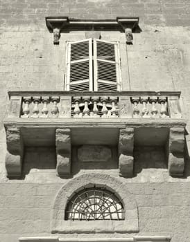 Imposing Baroque Architecture on medieval palace in the Mediterranean island of Malta