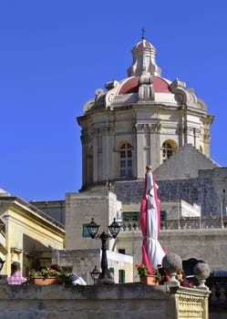 Detail of imposing Baroque Architecture in the medieval city of Mdina in Malta