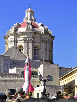 Medieval church dome in the silent medieval city of Mdina, Malta