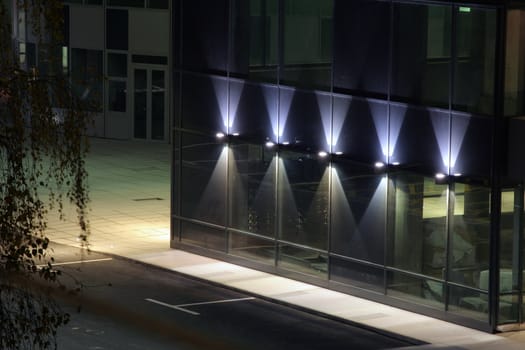 New building with light in night