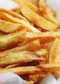 French fries in pile.