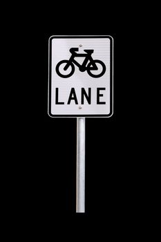 Bicycle Lane Traffic Sign - Australian Road Sign - Isolated on Black