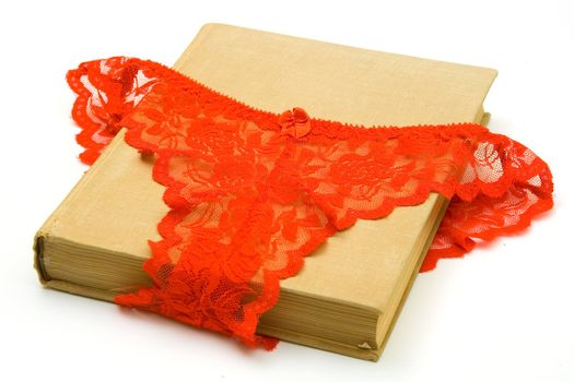 Red Women's elegant and sexy panties and intelligent interesting book