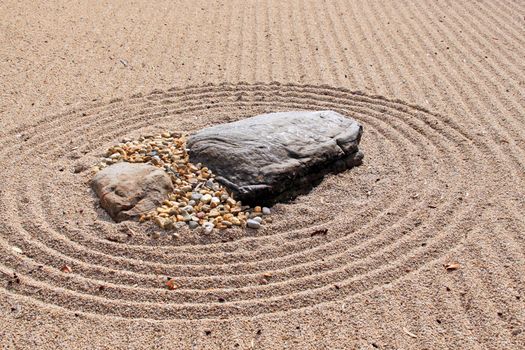 Karesansui - Sea of Sand - Japanese dry rock garden intended to evoke the vastness of sea with its islands and continents.