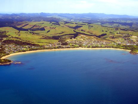 Aerial view of Coopers Beach, Northland, New Zealand