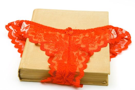 Red Women's elegant and sexy panties and intelligent interesting book