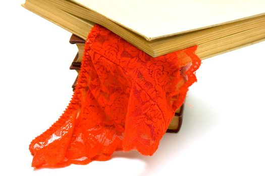 Red Women's elegant and sexy panties and intelligent interesting books