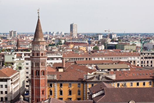 view from on the cupola of Milan's cathedral
