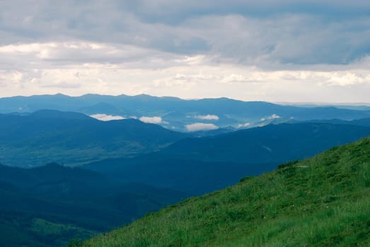 Carpathian mountains before the sunset