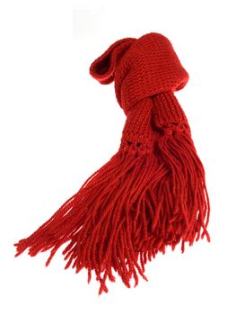 A red scarf of wool isolated over white background
