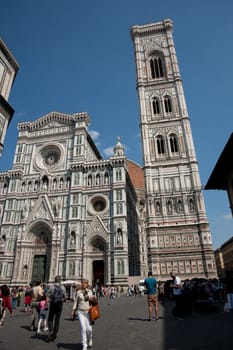 Tourists mingle in the centre of Florence.
