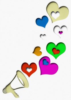 abstract creative symbolic image of loud declarations of love