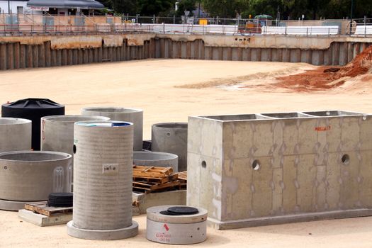 Precast Concrete in Construction Site Pit