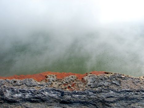 Geothermal Activity at the Champagne Pool of Waiotapu Thermal Reserve, Rotorua, New Zealand