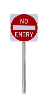 Reflective No Entry Sign - Isolated on White - Australian