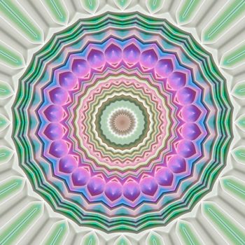 flower like mandala symbol in soft pink and green colors
