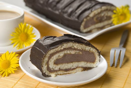 chocolate roll filled with chestnut cream