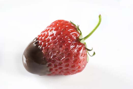  strawbery with chocolate  on white background