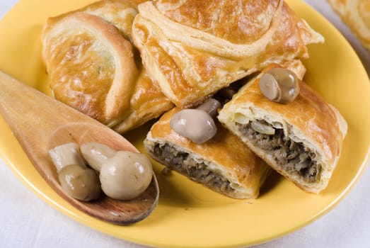 A traditional Lithuanian pasty with mushroom 