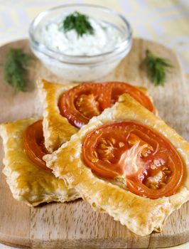 flaky baked  with tomatoes