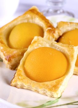 A sweet puff pastry peach