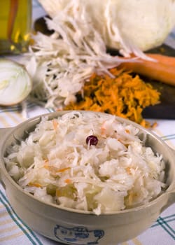 Sauerkraut salad with carrot and cranberry
