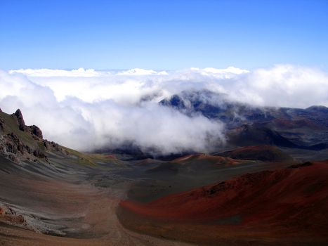 Clouds rolling into Haleakala Crater, Maui, Hawaii