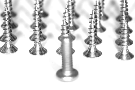 Iron screw on white background. The leadership concept