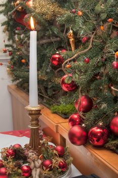 Christmas Tree and Candle with variuos decorations