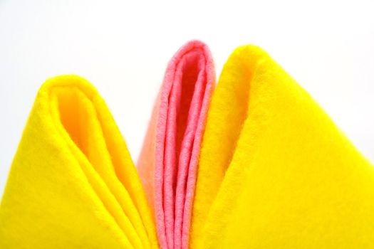 Color rags for home cleaning on white background