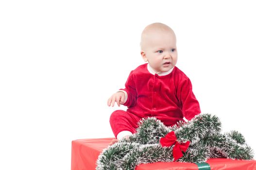 Studio shot of cute little christmas baby