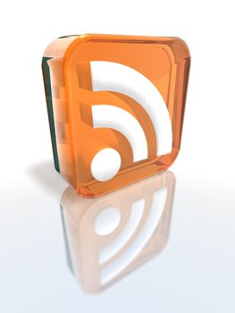 a 3d render of an orange RSS sign