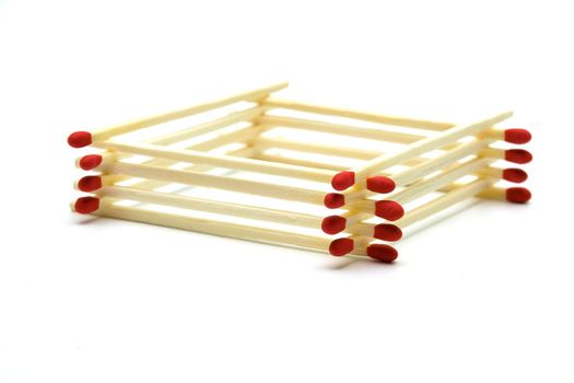 Wooden Safety  matches on white background