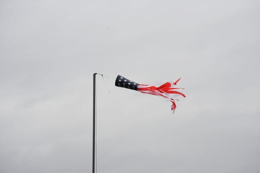 Gray overcast rainy and windy day on the waterfront.