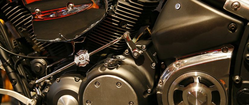 close-up of motorbike engine - international fair