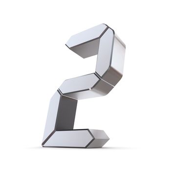 shiny 3d number 2 made of silver/chrome - LCD digit look