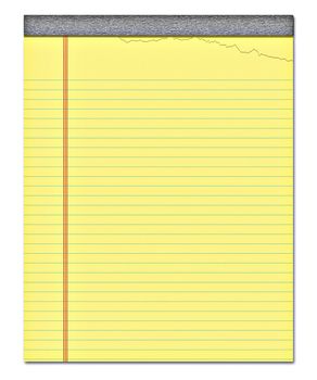 nice image of a yellow notepad with a page torn off