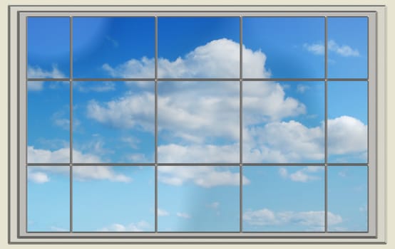 perfect cloudy blue sky through the window