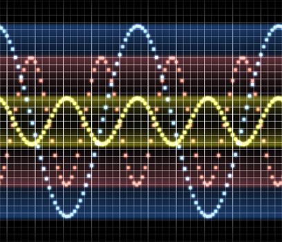 a great triple sound audio or other electronic technology sine wave
