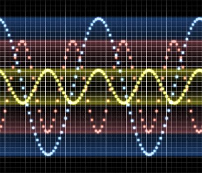 a great triple sound audio or other electronic technology sine wave