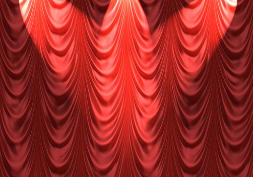 luxurious red velvet curtains such as on a stage or theatre with spotlights 