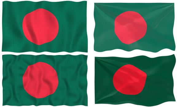 Great Image on white of four Flags of Bangladesh