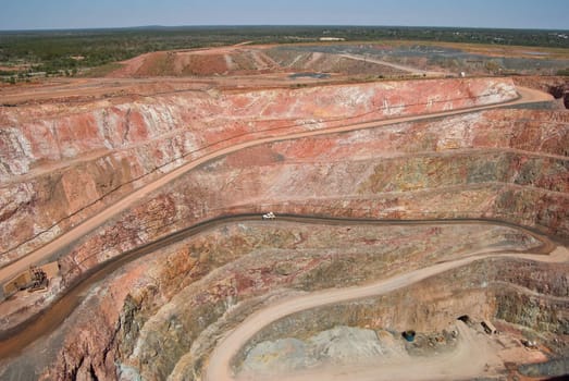 large open cut copper mine at cobar with car for sizing