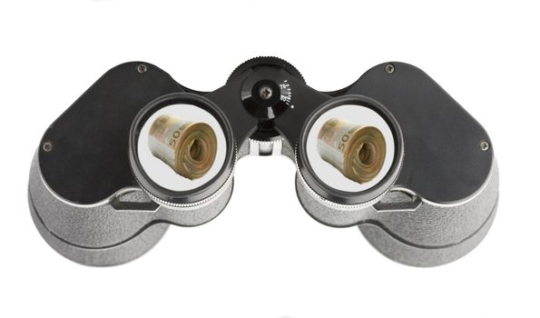close up of a binoculars tool isolated over a white background