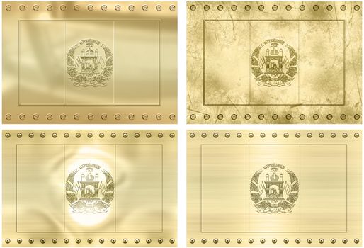 Great Image of four gold embossed flags of afghanistan